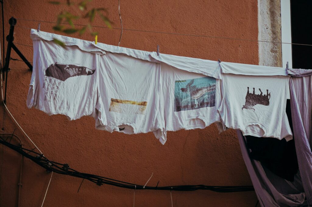 Clothes left on a rope